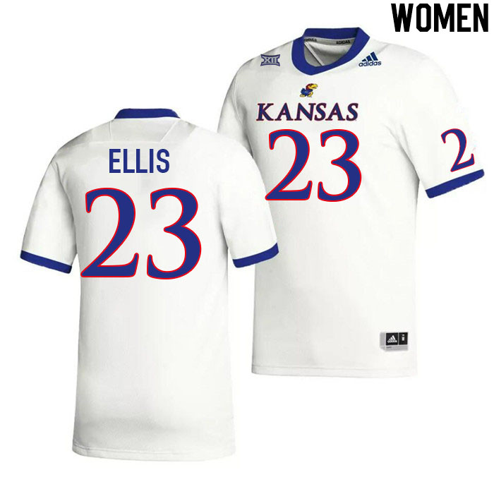 Women #23 Mason Ellis Kansas Jayhawks College Football Jerseys Stitched Sale-White